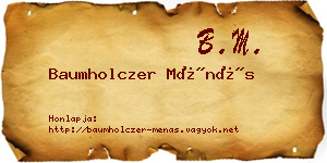 Baumholczer Ménás névjegykártya